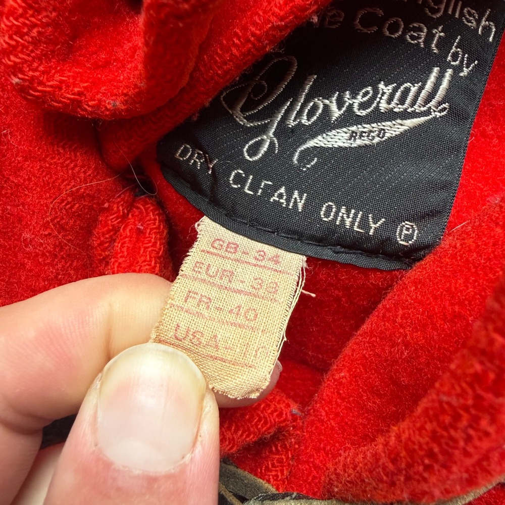 Gloverall Red Wool Duffle Coat Vintage Hooded Toggle Mens GB 34 - Picture 5 of 6
